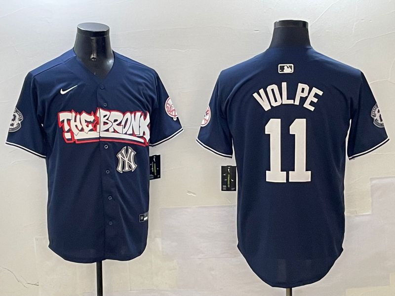 Men New York Yankees #11 Volpe Drak Blue four generations Joint Name 2025 Nike MLB Jersey style 7